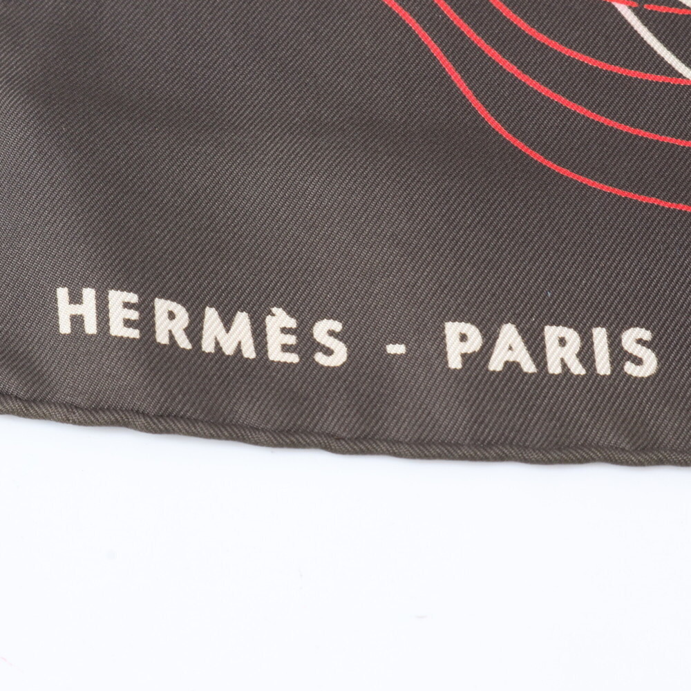 HERMES Brown Silk Scarf - Picture 7 of 9